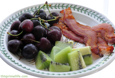 Breakfast of Cherry, Kiwi and Bacon
